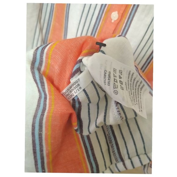 Tommy Hilfiger Orange White Stripe Linen and Cotton Sleeveless Shift Dress US 10 - Picture 12 of 12